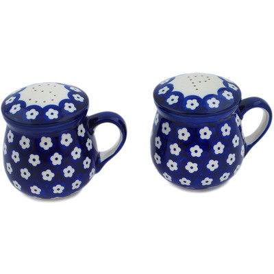 Polish Pottery Salt and Pepper Set 4&quot; Simple Daisy