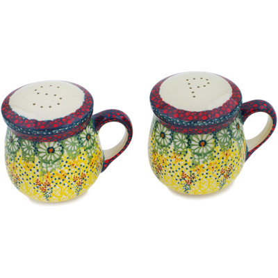 Polish Pottery Salt and Pepper Set 4&quot; Sunshine Grotto UNIKAT