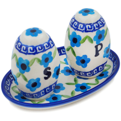 Polish Pottery Salt and Pepper Set 5&quot; Greek Daisies