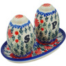 Polish Pottery Salt and Pepper Set 5&quot; Lone Poppy