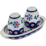 Polish Pottery Salt and Pepper Set 6&quot; Peacock Forget-me-not