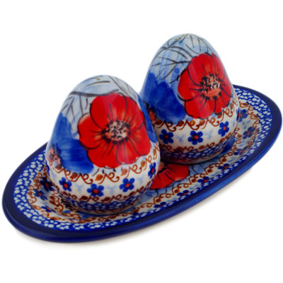 Polish Pottery Salt and Pepper Set 7&quot; Floral Gem UNIKAT