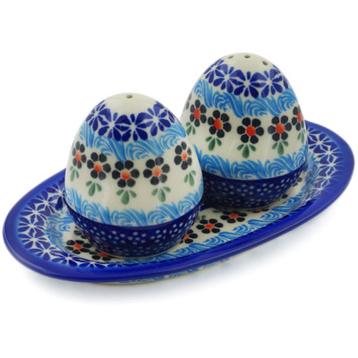 Polish Pottery Salt and Pepper Set Spring Country Trip