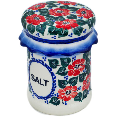 Polish Pottery Salt Jar 5&quot; Blue Berry Special UNIKAT