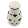 Polish Pottery Salt Shaker 3&quot; Blue Valentine Hearts