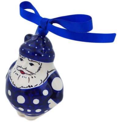 Polish Pottery Santa Claus Ornament 4&quot; Amplify UNIKAT