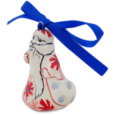 Polish Pottery Santa Claus Ornament 4&quot; Blossom Radiance UNIKAT