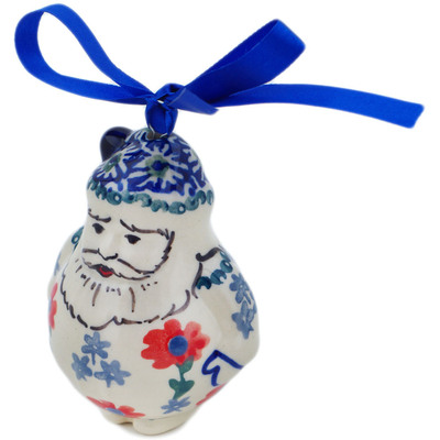 Polish Pottery Santa Claus Ornament 4&quot; Full Blossom