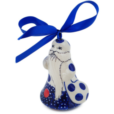 Polish Pottery Santa Claus Ornament 4&quot; Lights In The Sky