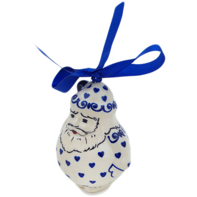 Polish Pottery Santa Claus Ornament 4&quot; Sea Of Hearts