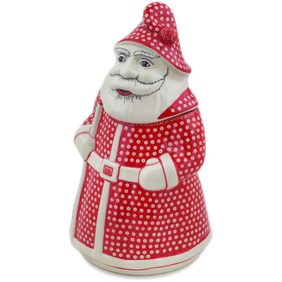 Polish Pottery Santa Shaped Jar 13&quot; Strawberry Seeds UNIKAT