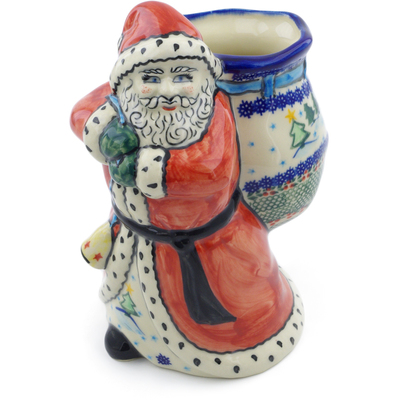 Polish Pottery Santa Shaped Jar 9&quot; UNIKAT