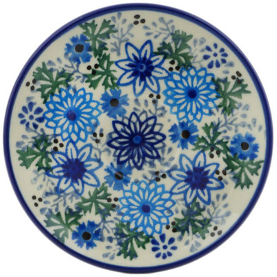 Polish Pottery Saucer 4&quot; Soft Starry Flowers UNIKAT