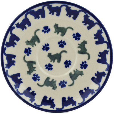 Polish Pottery Saucer 5&quot; Boo Boo Kitty Paws