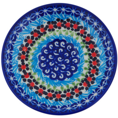 Polish Pottery Saucer 5&quot; Cheerful Poppies