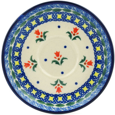 Polish Pottery Saucer 5&quot; Cocentric Tulips