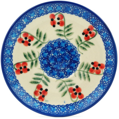 Polish Pottery Saucer 5&quot; Red Berries