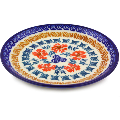 Polish Pottery Saucer 5&quot; Red Cornflower