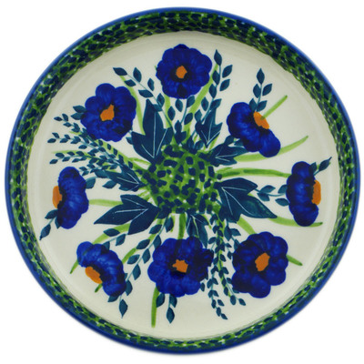 Polish Pottery Saucer 6&quot; Blue Fields UNIKAT