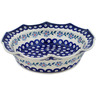 Polish Pottery Scalloped Bowl 11&quot; Peacock Forget-me-not