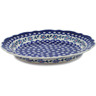 Polish Pottery Scalloped Bowl 11&quot; Peacock Forget-me-not