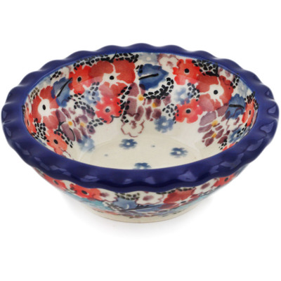 Polish Pottery Scalloped Bowl 3&quot; Autumn Bunch UNIKAT
