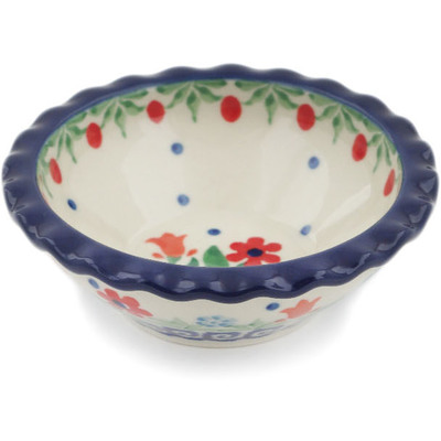 Polish Pottery Scalloped Bowl 3&quot; Babcia&#039;s Garden