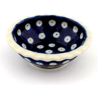 Polish Pottery Scalloped Bowl 3&quot; Blue Eyes