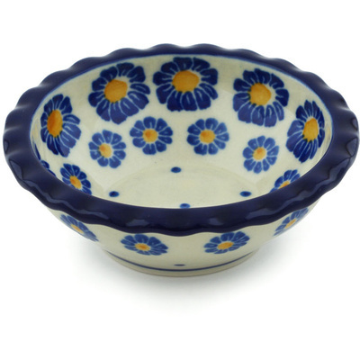 Polish Pottery Scalloped Bowl 3&quot; Blue Zinnia