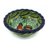 Polish Pottery Scalloped Bowl 3&quot; Rooster Parade UNIKAT
