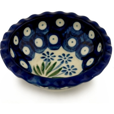 Polish Pottery Scalloped Bowl 3&quot; Springing Calendulas
