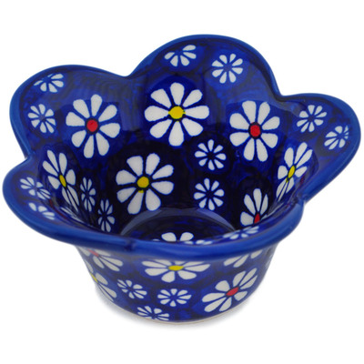 Polish Pottery Scalloped Bowl 4&quot; Daisy Jazz UNIKAT