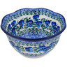 Polish Pottery Scalloped Bowl 6&quot; Blue Pansy