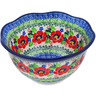 Polish Pottery Scalloped Bowl 6&quot; Flourishing Flowers