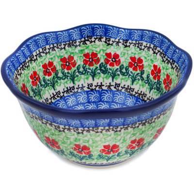 Polish Pottery Scalloped Bowl 6&quot; Maraschino