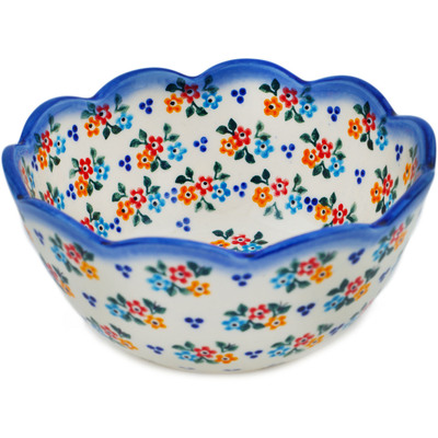 Polish Pottery Scalloped Bowl 6&quot; Sweet Clusters UNIKAT