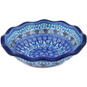 Polish Pottery Scalloped Bowl 7&quot; Crocheted Granny Squares