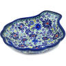 Polish Pottery Scalloped Bowl 9&quot; Blue Summer Garden