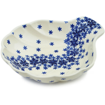 Polish Pottery Scalloped Bowl 9&quot; Snowflake Dance