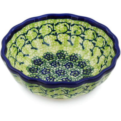 Polish Pottery Scalloped Bowl Small Emerald Forest