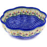 Polish Pottery Scalloped Fluted Bowl 10&quot; Spring Flowers