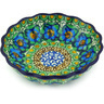 Polish Pottery Scalloped Fluted Bowl 5&quot; Mardi Gras UNIKAT