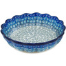 Polish Pottery Scalloped Fluted Bowl 8&quot; Blue-tiful Day UNIKAT