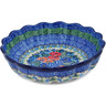 Polish Pottery Scalloped Fluted Bowl 8&quot; Spring Meadow UNIKAT