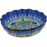 Polish Pottery Scalloped Fluted Bowl 8&quot; Spring Rooster UNIKAT