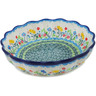Polish Pottery Scalloped Fluted Bowl 8&quot; Spring Sights UNIKAT