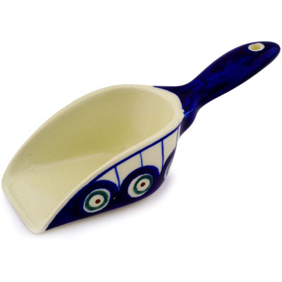 Polish Pottery Scoop 5&quot; Traditional Peacock
