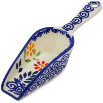 Polish Pottery Scoop 6&quot; Wave Of Flowers