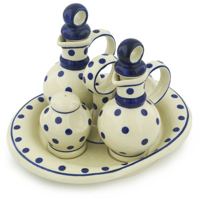 Polish Pottery Seasoning Set 9&quot; Polka Dot