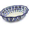 Polish Pottery Serving Bowl 9&quot; Blue Zinnia